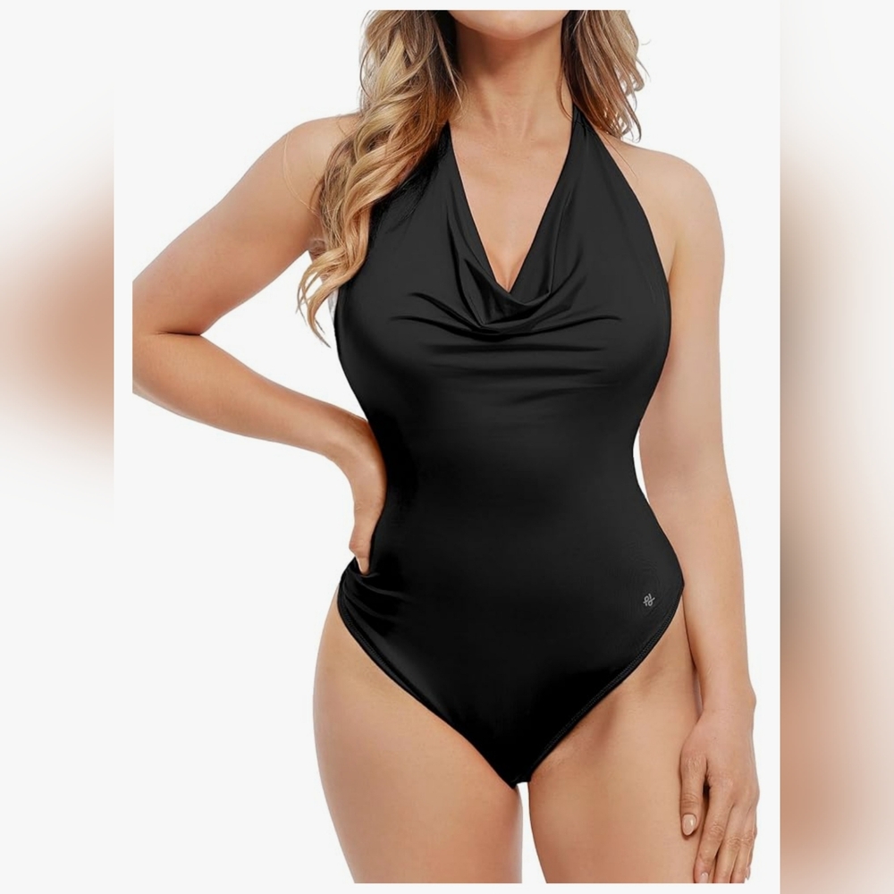 Popilush BNWT Halter Top Tummy Control Shapewear Bodysuit Cowl Neck - Thong - M
